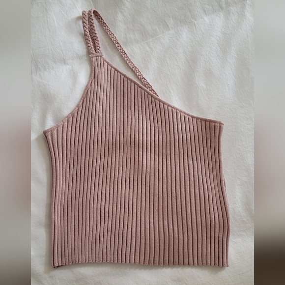 525 Cotton Braided One Shoulder Rib Tank - Picture 3 of 7